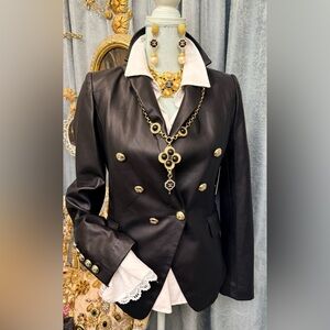Elegant Black Faux Leather Women's Jacket